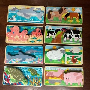 Wooden Animals puzzles- 16 animal pieces /8 double sized puzzle boards